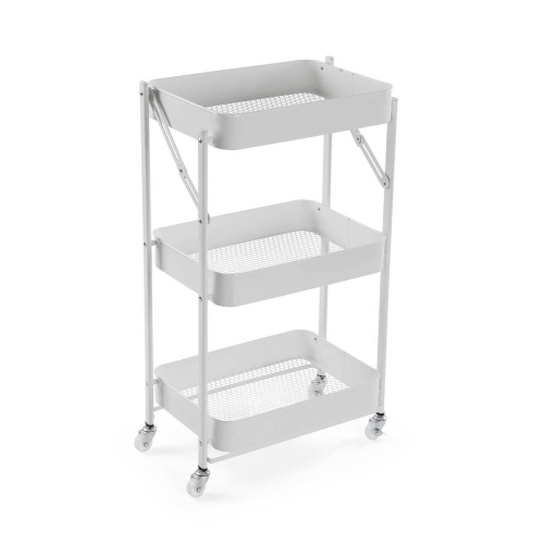 Carro Plegable Metálico con 3 Cestas en Color Blanco 22250186