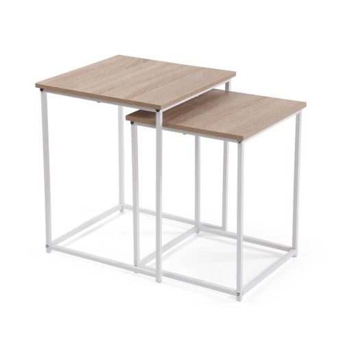 Mesa de Centro Industrial con Patas Metálicas Blancas TIGRIS 21301058