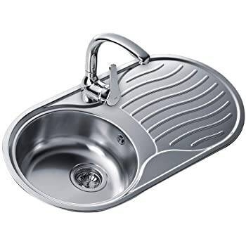 Fregadero Circular Derecha Encastrado con Cubeta de 36 cm y Escurridor INOX TEKA DR-80 11110005