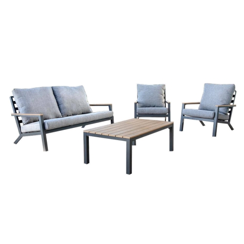 Conjunto de Jardín Antracita de Aluminio-Resina PRAGA