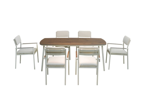 Conjunto de Jardín Aluminio Blanco 6 Sillones COPENHAGUE