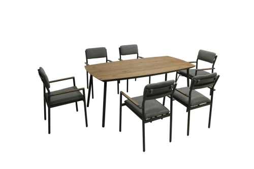 Conjunto de Jardín Aluminio Antracita 6 Sillones COPENHAGUE