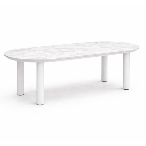 Mesa de Jardín Blanca 240 cm Aluminio Mármol ALGECIRAS