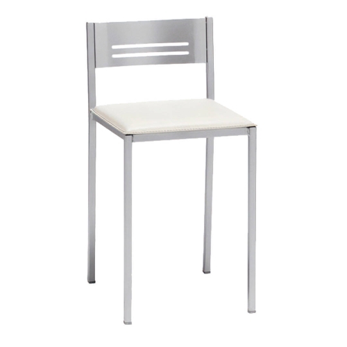 Taburete Bajo con Respaldo y Asiento Tapizado de Aluminio 833/AL