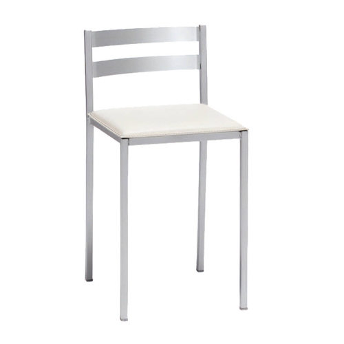 Taburete Bajo con Respaldo y Asiento Tapizado de Aluminio 788/AL