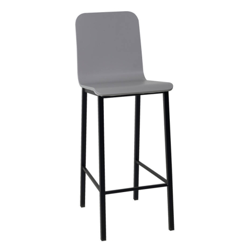 Taburete de Cocina de Metal en Negro con Asiento de Madera TEBA