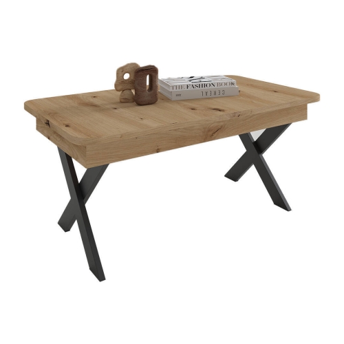 Mesa de Centro Elevable Rectangular 110x60 con Patas Metálicas M835