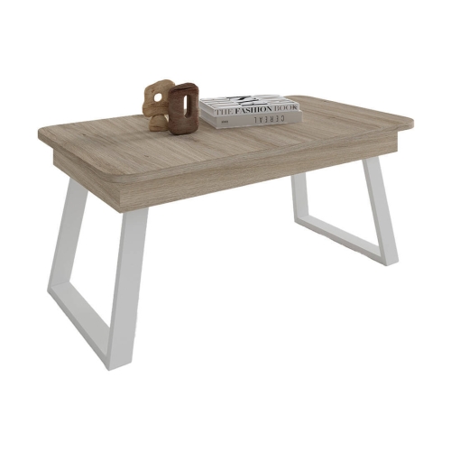 Mesa de Centro Elevable Rectangular 110x60 con Patas Metálicas Trapecio M833