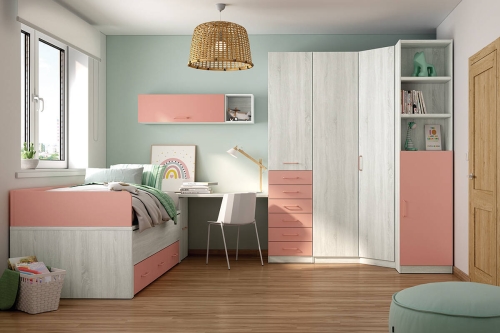 Dormitorio Juvenil LIDER GO 201 Acabados Hibernian/Rose