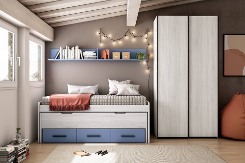 Dormitorio Juvenil LIDER GO 205 Acabados Hibernian/Azulón