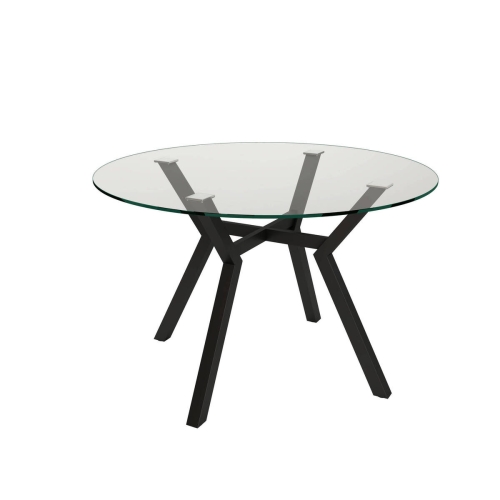 Mesa redonda fija 120 cm con estructura metálica color negro y tablero de cristal ALBORAN CNG007NL