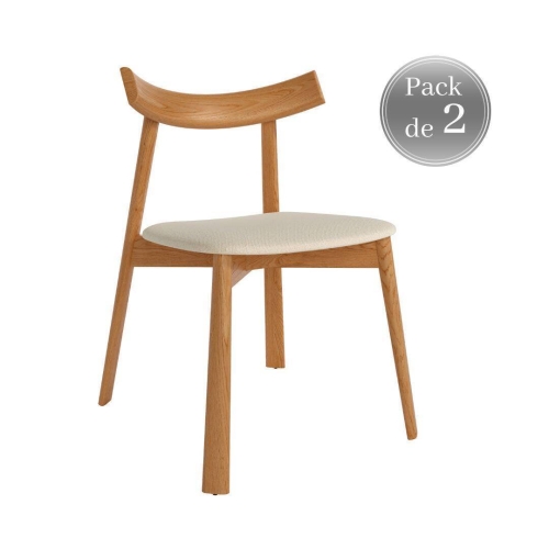 Juego de dos sillas con Asiento Tapizado en Tela y Estructura de Madera OVIS