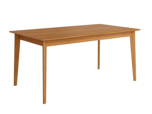 Mesa de Comedor Fija de Madera Roble y Sobre Biselado de 25 mm 140 cm AURA