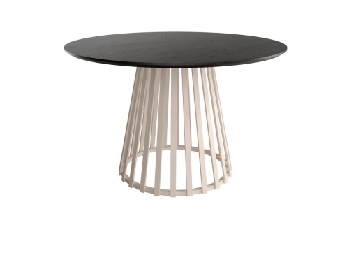 Mesa de Comedor de Metal Marfil y Sobre Biselado de 25 mm 120 cm SAHARA