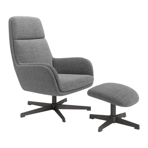 Butaca Giratoria Tapizada con Estructura de Metal Negro con Ottoman CITREA
