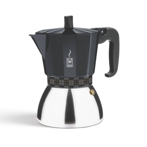 Cafetera Italiana 12 Tazas Inducción Negra BRA DELUXE A170630