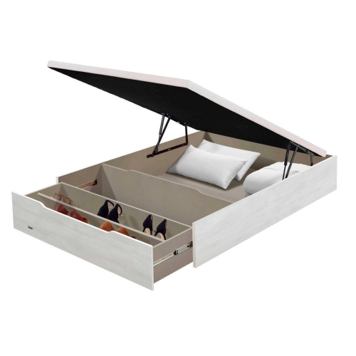 Canapé Abatible 135x190 cm de Madera con Zapatero Blanco Veta