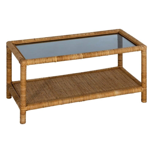 Mesa de Centro de Cristal-Ratán 90 cm 611419