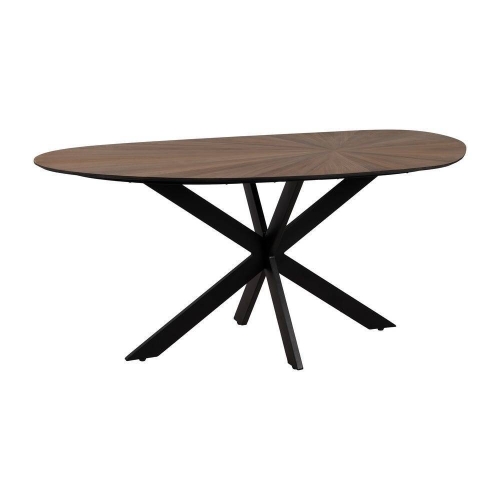 Mesa de Comedor Natural y Negra con Tablero de DM y Patas Metálicas 178 cm 612895