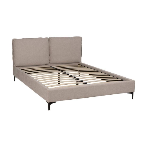 Cama de Matrimonio Tapizada en Tela Beige con Cabecero 613529