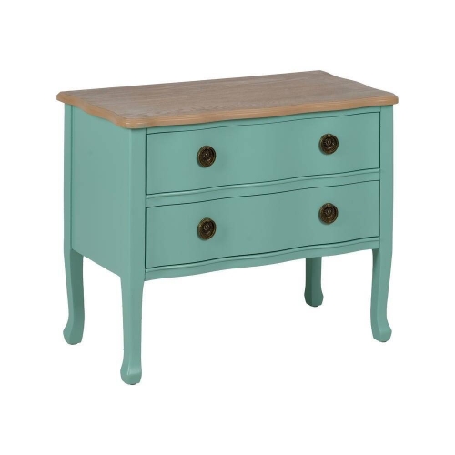 Mesita de Noche de Madera Turquesa con 2 Cajones 80 cm 613460