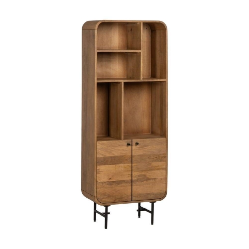 Mueble Alto Natural de Madera de Mango con Huecos y Puertas 60 cm 612708