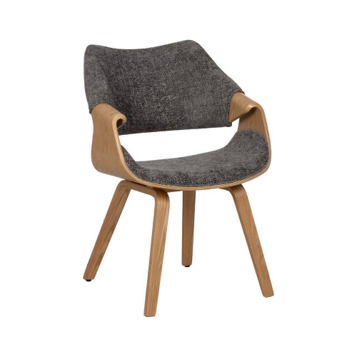 Silla Gris con Asiento Acolchado y Respaldo de Madera Natural 61 cm 612643