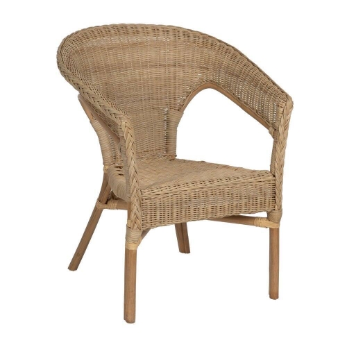 Silla de Salón en Ratán Natural y Madera Color Miel 60 cm 613347