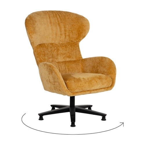 Sillón Giratorio Mostaza con Base Metálica y Tapizado Suave 612621