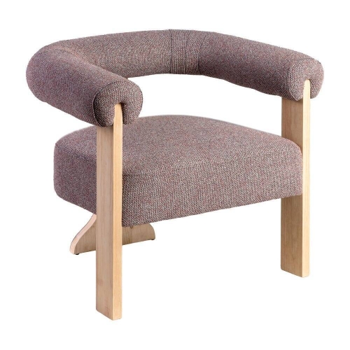 Sillón de Salón Tapizado Jaspeado Gris Rosa con Patas de Madera 615252