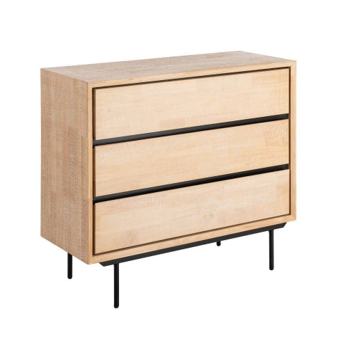 Cómoda de Dormitorio Madera y Metal Natural-Negro 615682