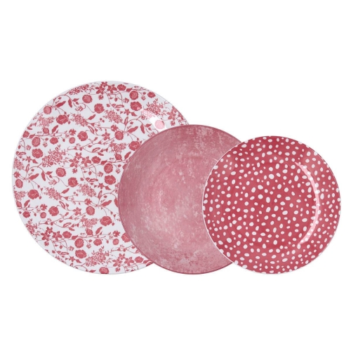 Set de 12 Platos de Porcelana Aquilea Bidasoa QUID Diseño en Color Rosa y Blanco 5426011