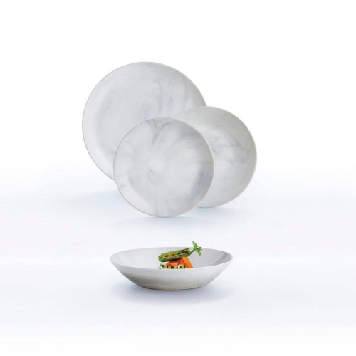 Juego de Mesa OPAL de 18 Platos de Porcelana 6 Personas DIWALI GRANIT MARB LUMINARC