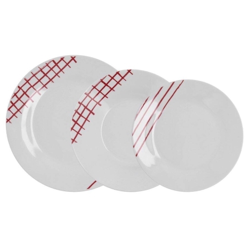 Vajilla de Porcelana 18 Piezas Diseño Rojo KANSAS QUID 5427990