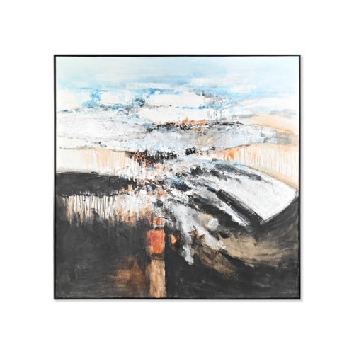 Cuadro de Pintura Abstracta de Acabado Azul y Negro CU-197344