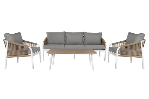 Conjunto de Jardín Estructura de Aluminio Blanco con Cuerda Sintética MB-218296