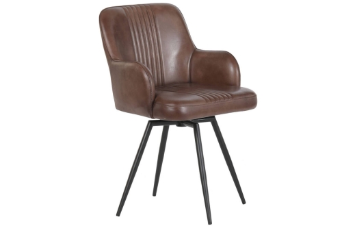 Sillón Giratorio de Piel con Patas de Hierro MB-223598