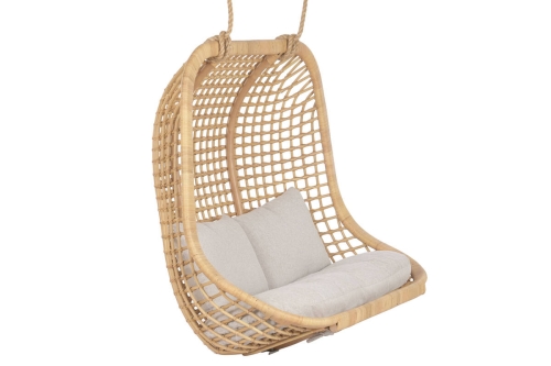 Sillón Colgante de Ratán Natural con Tapizado en Poliéster MB-221975