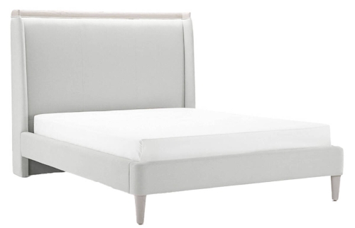 Cama Tapizada en Poliéster con Estructura Metálica Color Gris Claro MB-220061