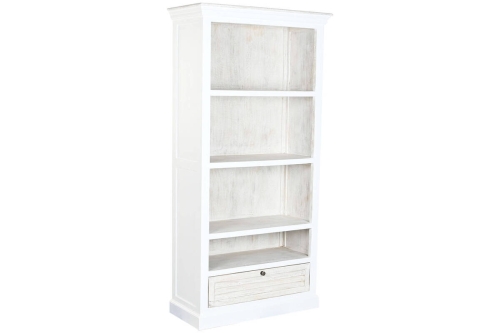 Estantería de Madera de Mango Blanco Envejecido con Cajón MB-219423