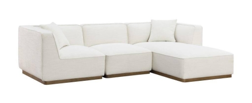 Sofá de Salón en Madera de Hevea Tapizado Crema MB-218995