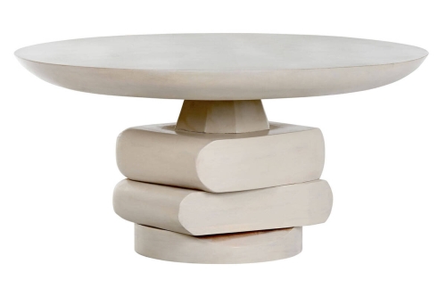 Mesa de Centro Escultórica Base Apilada de Madera MB-213348