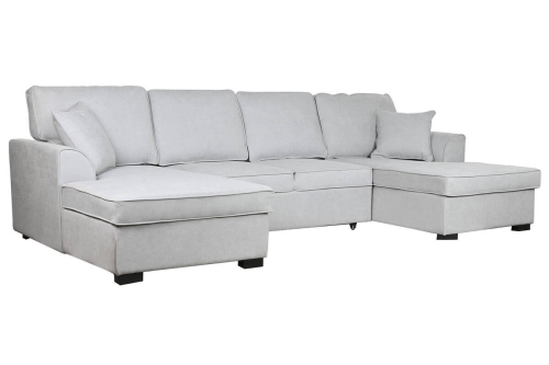 Sofá Cama Chaiselongue en Poliéster Gris con Estructura de Madera MB-211718
