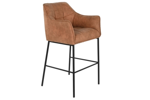 Taburete Alto en Símil Piel con Estructura Metálica Camel MB-207833