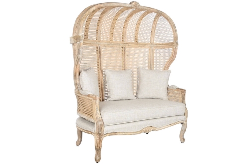 Sofá de Madera Enea y Fibra Natural con Asiento Tapizado MB-208798
