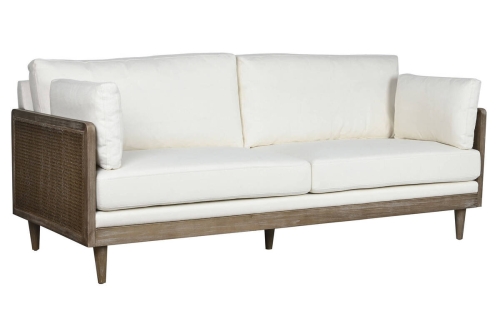 Sofá de Ratán y Madera con Asiento en Poliéster Marrón MB-211719