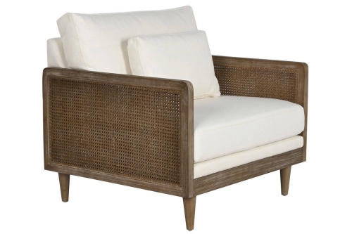 Sillón de Ratán Marrón con Asiento Tapizado en Poliéster MB-211720