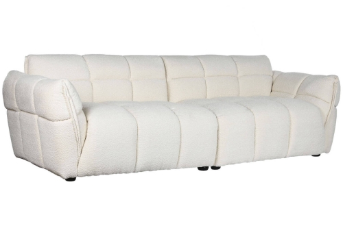 Sofá Tapizado en Bouclé Blanco con Estructura de Madera MB-211724