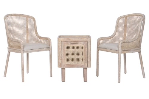 Conjunto de Jardín de Teca y Ratán 2 Sillas MB-224649