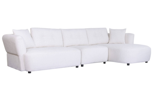 Sofá Modular Curvo Tapizado en Poliéster Blanco MB-225991